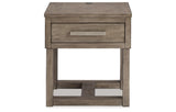 Loyaska Coffee Table with 2 End Tables in Grayish Brown/White by Ashley at Eve Furniture