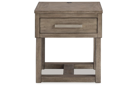Loyaska Coffee Table with 2 End Tables in Grayish Brown/White by Ashley at Eve Furniture