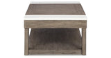 Loyaska Coffee Table with 2 End Tables in Grayish Brown/White by Ashley at Eve Furniture