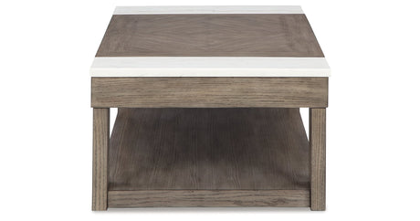 Loyaska Coffee Table with 2 End Tables in Grayish Brown/White by Ashley at Eve Furniture