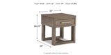 Loyaska Coffee Table with 2 End Tables in Grayish Brown/White by Ashley at Eve Furniture