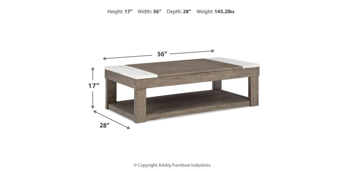 Loyaska Coffee Table with 2 End Tables in Grayish Brown/White by Ashley at Eve Furniture