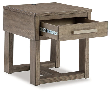 Loyaska Coffee Table with 2 End Tables in Grayish Brown/White by Ashley at Eve Furniture
