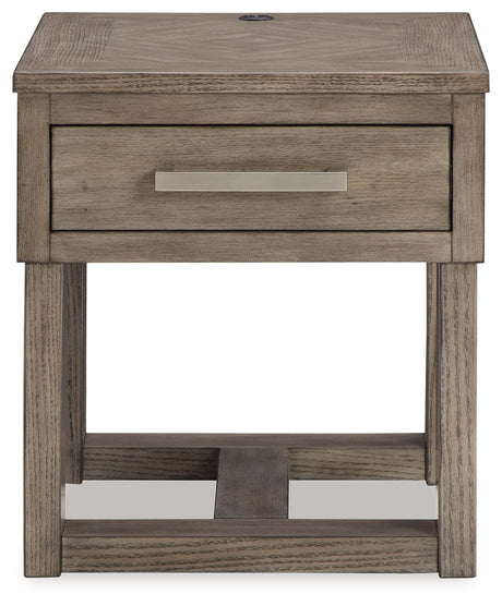 Loyaska Coffee Table with 2 End Tables in Grayish Brown/White by Ashley at Eve Furniture