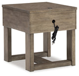 Loyaska Coffee Table with 2 End Tables in Grayish Brown/White by Ashley at Eve Furniture