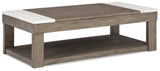 Loyaska Coffee Table with 2 End Tables in Grayish Brown/White by Ashley at Eve Furniture