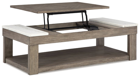 Loyaska Coffee Table with 2 End Tables in Grayish Brown/White by Ashley at Eve Furniture