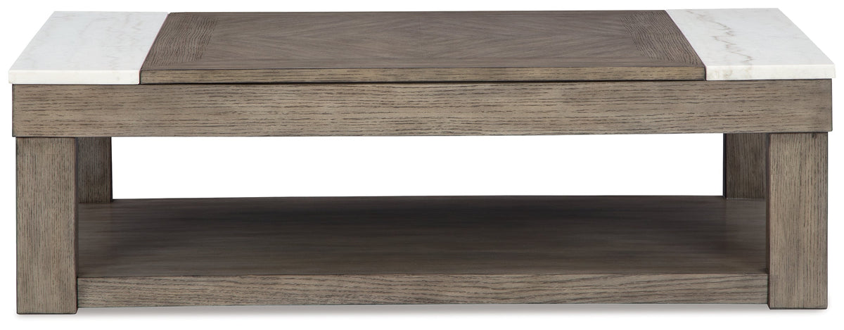 Loyaska Coffee Table with 2 End Tables in Grayish Brown/White by Ashley at Eve Furniture