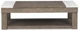 Loyaska Coffee Table with 2 End Tables in Grayish Brown/White by Ashley at Eve Furniture