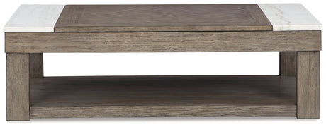 Loyaska Coffee Table with 2 End Tables in Grayish Brown/White by Ashley at Eve Furniture