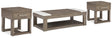 Loyaska Coffee Table with 2 End Tables in Grayish Brown/White by Ashley at Eve Furniture
