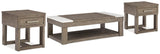 Loyaska Coffee Table with 2 End Tables in Grayish Brown/White by Ashley at Eve Furniture
