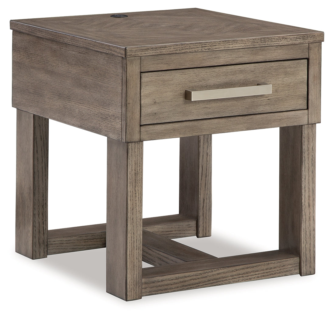 Loyaska Grayish Brown/White End Table