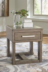 Loyaska Grayish Brown/White End Table