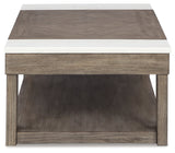 Loyaska Grayish Brown/White Lift-Top Coffee Table