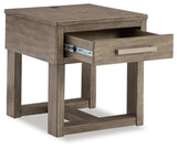 Loyaska Grayish Brown/White End Table by Ashley at Eve Furniture
