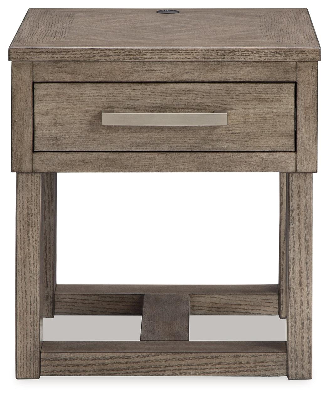 Loyaska Grayish Brown/White End Table by Ashley at Eve Furniture