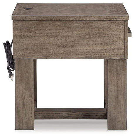 Loyaska Grayish Brown/White End Table by Ashley at Eve Furniture