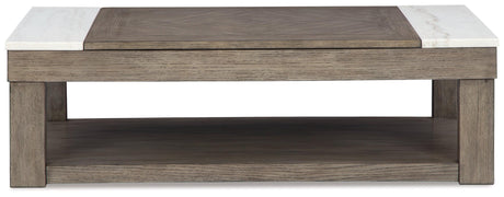 Loyaska Grayish Brown/White Lift-Top Coffee Table by Ashley at Eve Furniture