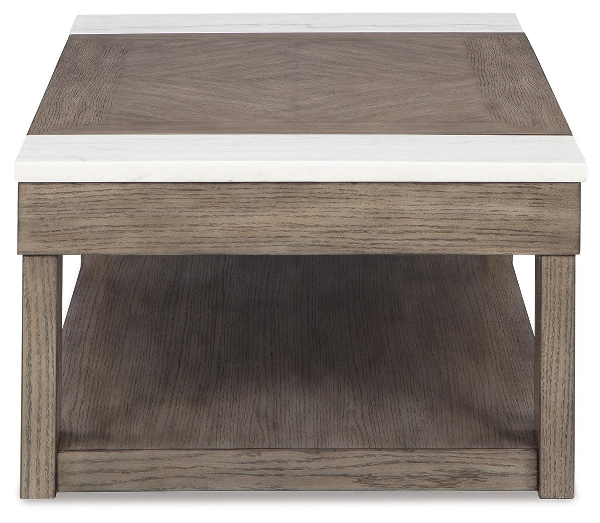 Loyaska Grayish Brown/White Lift-Top Coffee Table by Ashley at Eve Furniture