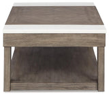 Loyaska Grayish Brown/White Lift-Top Coffee Table by Ashley at Eve Furniture