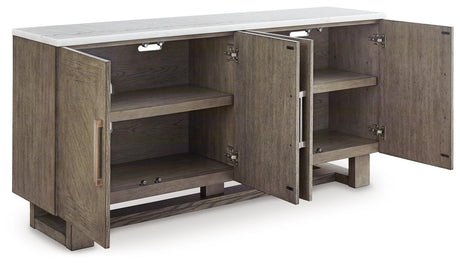 Loyaska Grayish Brown/White 68" TV Stand by Ashley at Eve Furniture