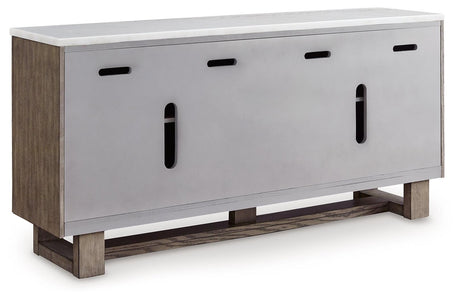 Loyaska Grayish Brown/White 68" TV Stand by Ashley at Eve Furniture