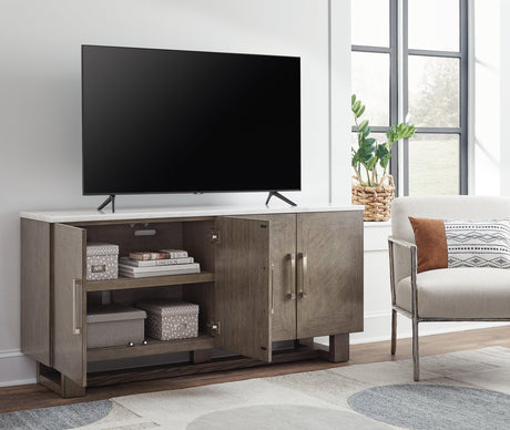 Loyaska Grayish Brown/White 68" TV Stand by Ashley at Eve Furniture