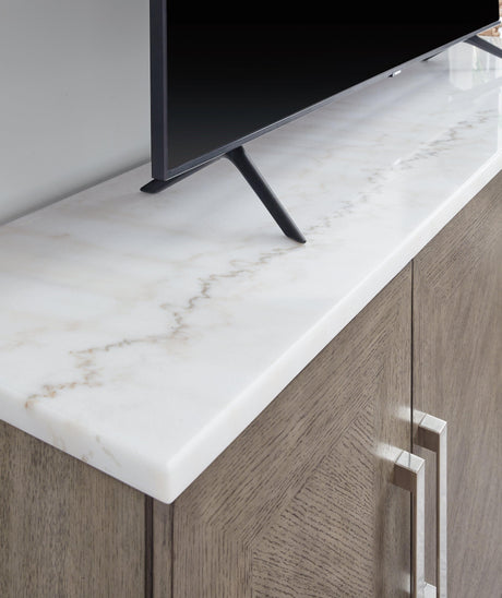 Loyaska Grayish Brown/White 68" TV Stand by Ashley at Eve Furniture