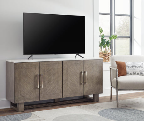 Loyaska Grayish Brown/White 68" TV Stand by Ashley at Eve Furniture