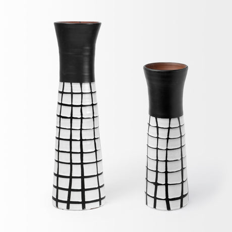 Luanda Large Black/White Large Ceramic Vase by Mercana at Eve Furniture