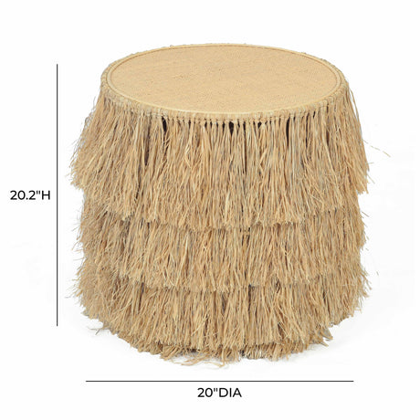 Luau Natural Rattan Round End Table by TOV Furniture at Eve Furniture