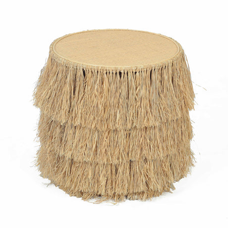 Luau Natural Rattan Round End Table by TOV Furniture at Eve Furniture