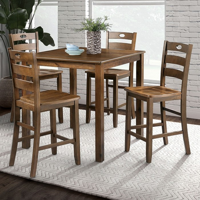 Lubbock Walnut 5-Piece Counter Height Set by Furniture of America at Eve Furniture