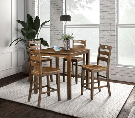 Lubbock Walnut 5-Piece Counter Height Set by Furniture of America at Eve Furniture