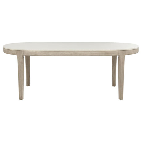 Lucaire 84-inch Cultured Marble Top Dining Table Honed Cream by Coaster at Eve Furniture