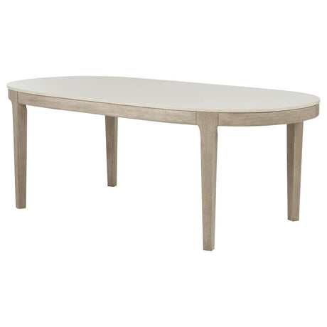 Lucaire 84-inch Cultured Marble Top Dining Table Honed Cream by Coaster at Eve Furniture