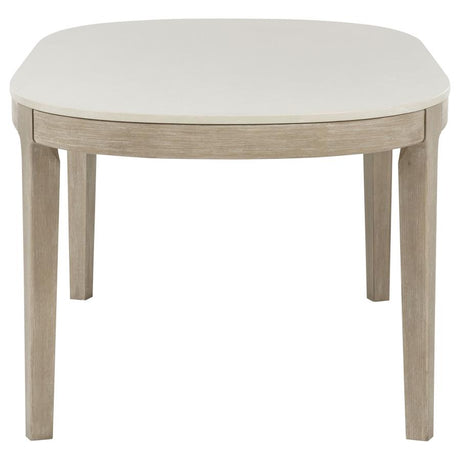 Lucaire 84-inch Cultured Marble Top Dining Table Honed Cream by Coaster at Eve Furniture