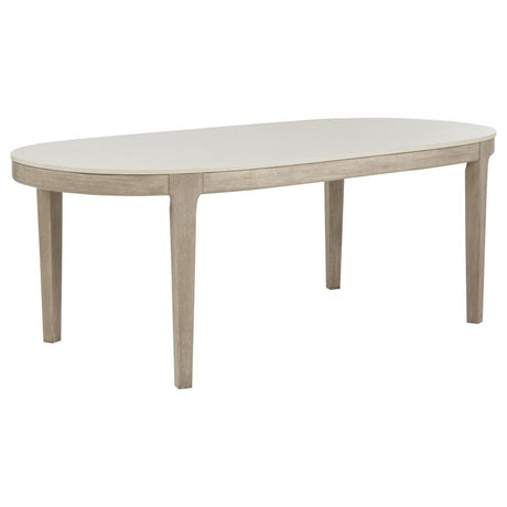 Lucaire 84-inch Cultured Marble Top Dining Table Honed Cream by Coaster at Eve Furniture