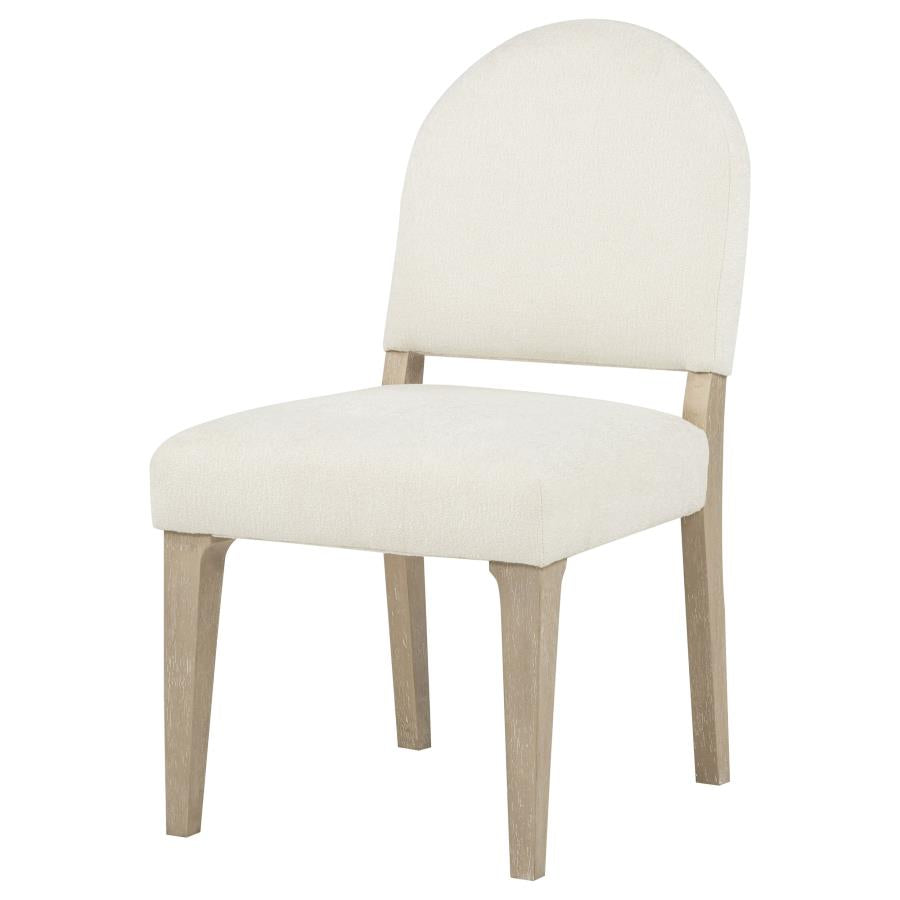 Lucaire Curved High Back Upholstered Dining Chair Cream (Set of 2)