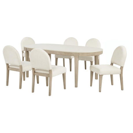 Lucaire Honed Cream 7-piece 84-inch Dining Room Set with Curved Chairs by Coaster at Eve Furniture