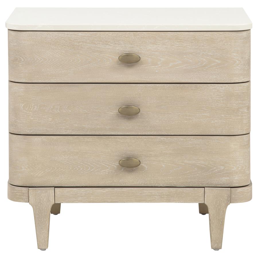 Lucaire Sandstone 3-drawer Nightstand Bedside Table
