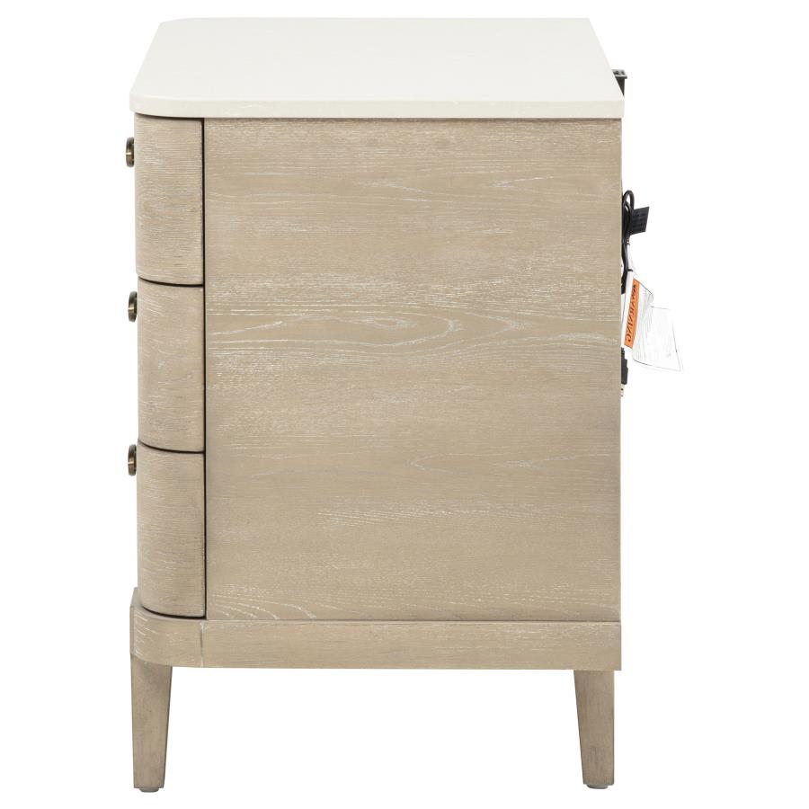 Lucaire Sandstone 3-drawer Nightstand Bedside Table