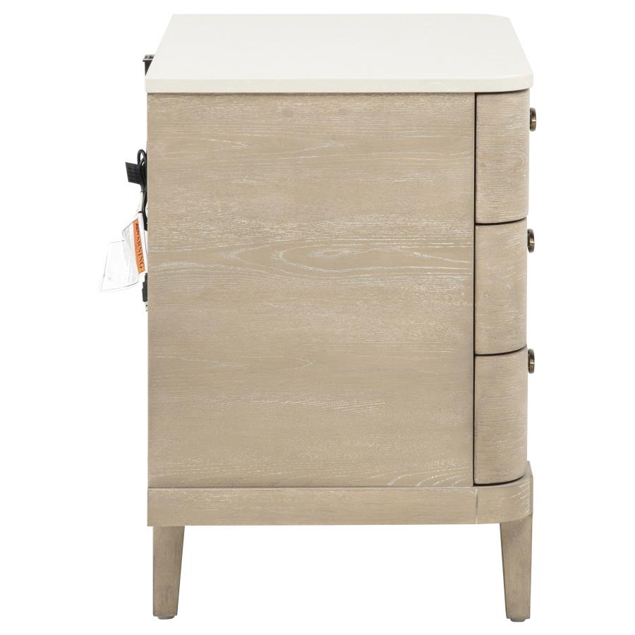 Lucaire Sandstone 3-drawer Nightstand Bedside Table