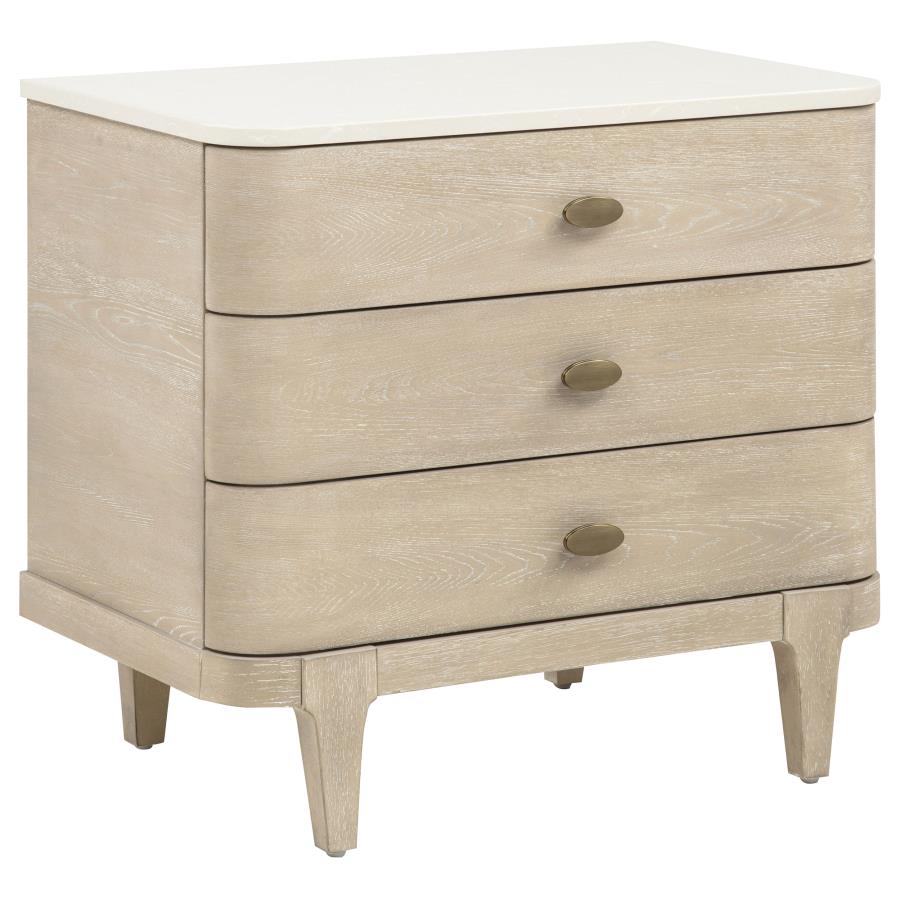 Lucaire Sandstone 3-drawer Nightstand Bedside Table
