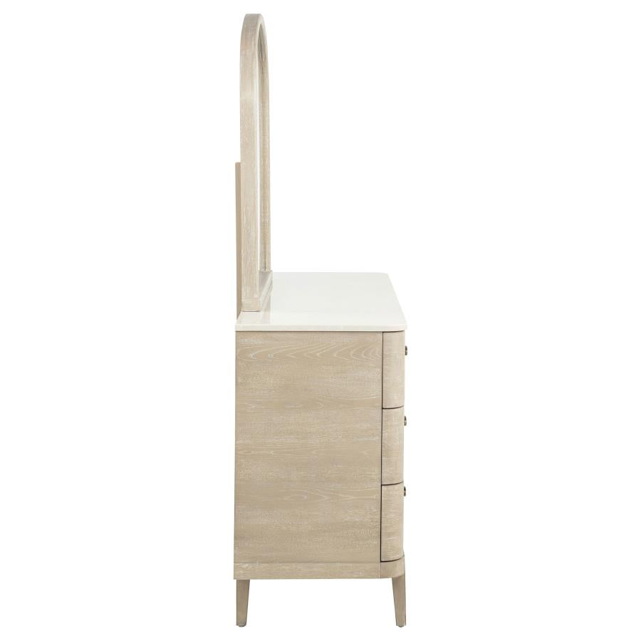 Lucaire Sandstone 6-drawer Dresser Cabinet with Mirror