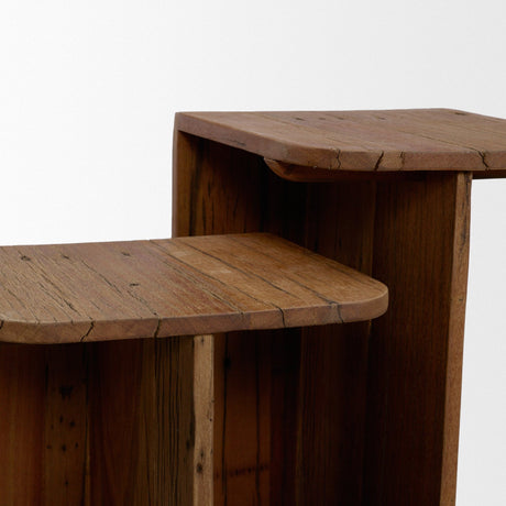Lucan Mid-Dark Brown Reclaimed Wood Side Tables by Mercana at Eve Furniture