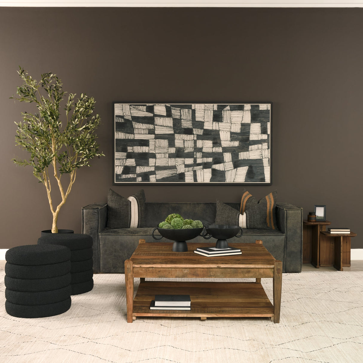 Lucan Mid-Dark Brown Reclaimed Wood Side Tables by Mercana at Eve Furniture