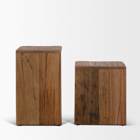 Lucan Mid-Dark Brown Reclaimed Wood Side Tables by Mercana at Eve Furniture
