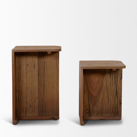 Lucan Mid-Dark Brown Reclaimed Wood Side Tables by Mercana at Eve Furniture